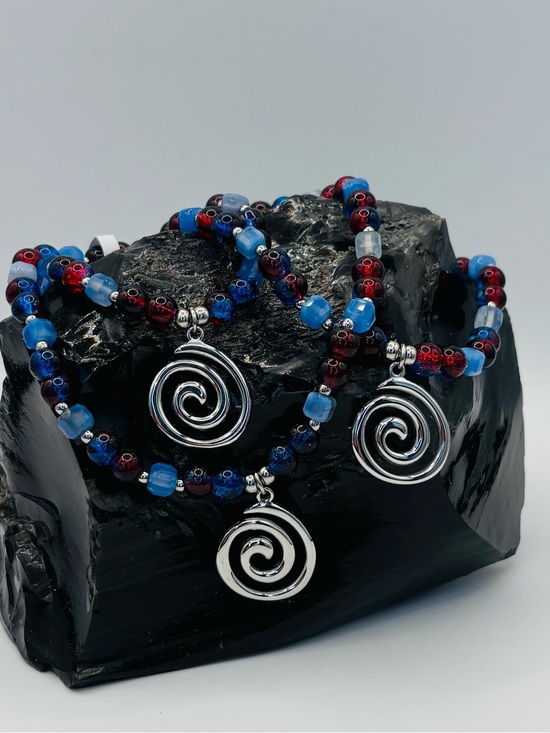 Jewelry - *ANKLET* S.Steel Swirl & Crackle Glass Jade Stretchy Anklet
